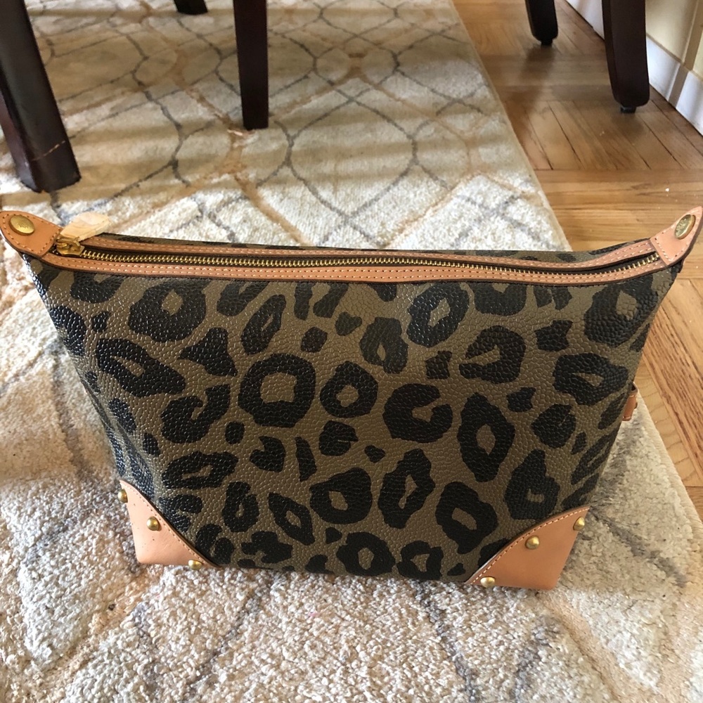 BRAND NEW Leopard leather cosmetic bag